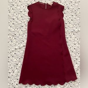 Ted Baker Scallop Overlay Dress in Maroon Size 1